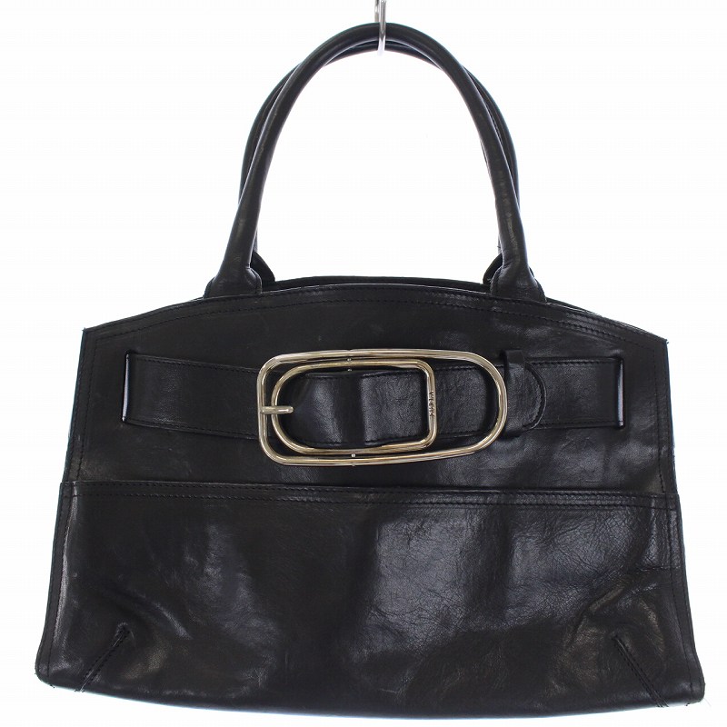 フルラ FURLA ハンドバッグ トートバッグ ベルト レザー 黒 ブラック 