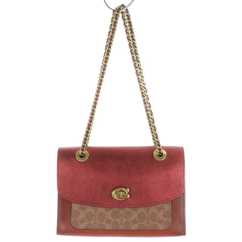 コーチ COACH ショルダーバッグ レザー シグネチャー チェーン
