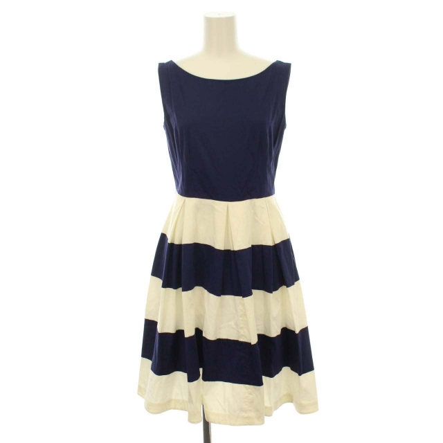 ケイトスペード Kate Spade ワンピース フレア ひざ丈 ノースリーブ ボーダー ストレッチ 2 S 紺 ネイビー 白 ホワイト Dk レディース 081 ベクトルパーク
