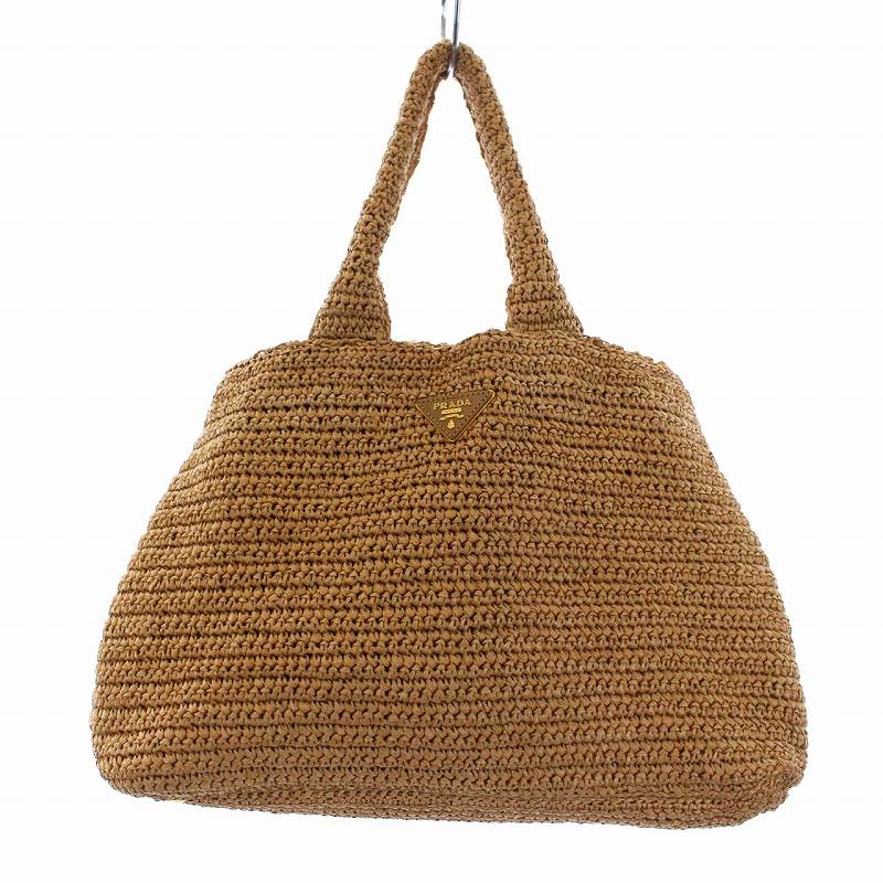 プラダ PRADA ラフィアトリコット かごバッグ トートバッグ  