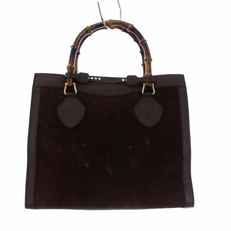 グッチ GUCCI バンブー トートバッグ ハンドバッグ スエード レザー 茶 
