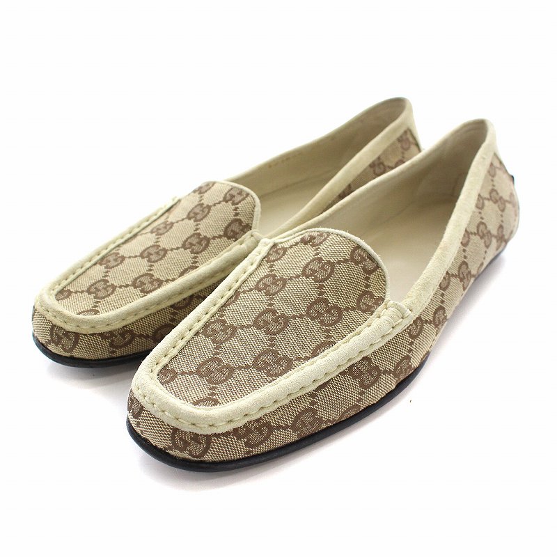 グッチ GUCCI GG柄 キャンバス ドライビングシューズ ローファー 