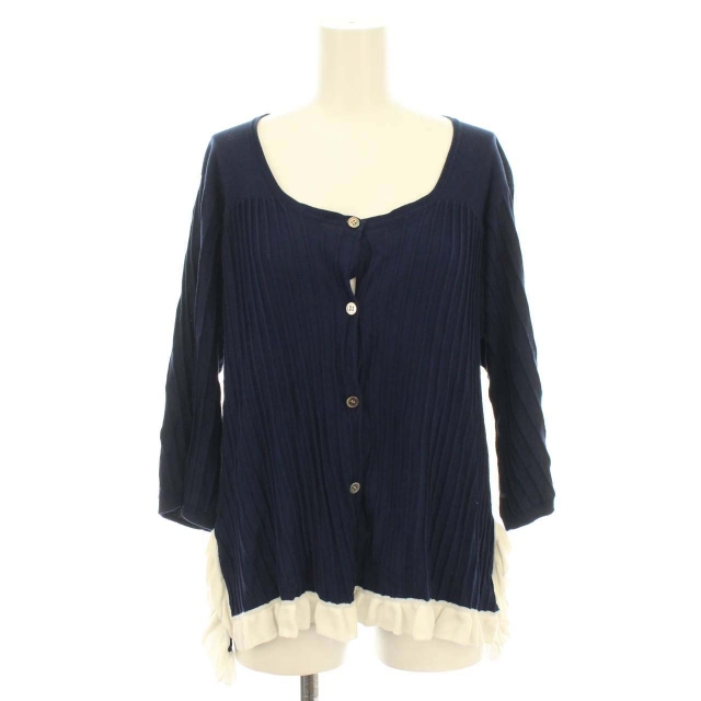 ツモリチサト TSUMORI CHISATO カーディガン ニット リブ フレア 七分袖 2 M 紺 ネイビー 白 ホワイト /DK レディース 081-102207060005 | ベクトルパーク ツモリチサト TSUMORI CHISATO カーディガン ニット リブ フレア 七分袖 2 M 紺 ネイビー 白 ホワイト /DK レディース 081-102207060005 | ベクトルパーク