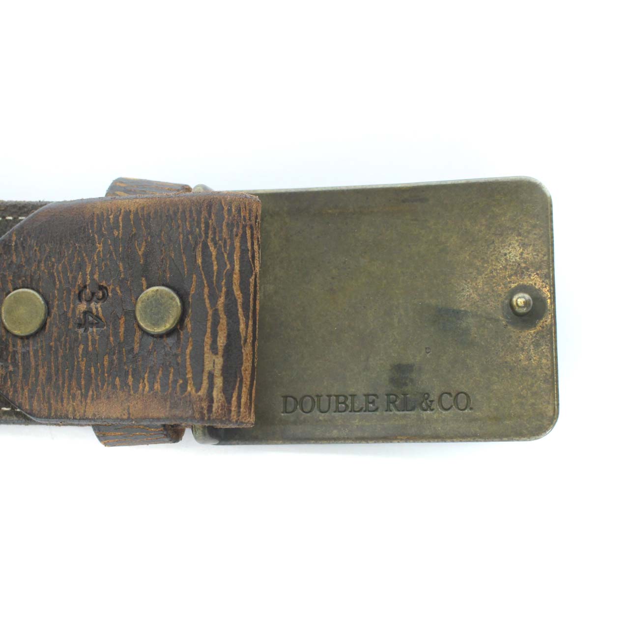 DOUBLE RL レザー ベルト ブラウン34 ダブルアールエル RRL ラルフ