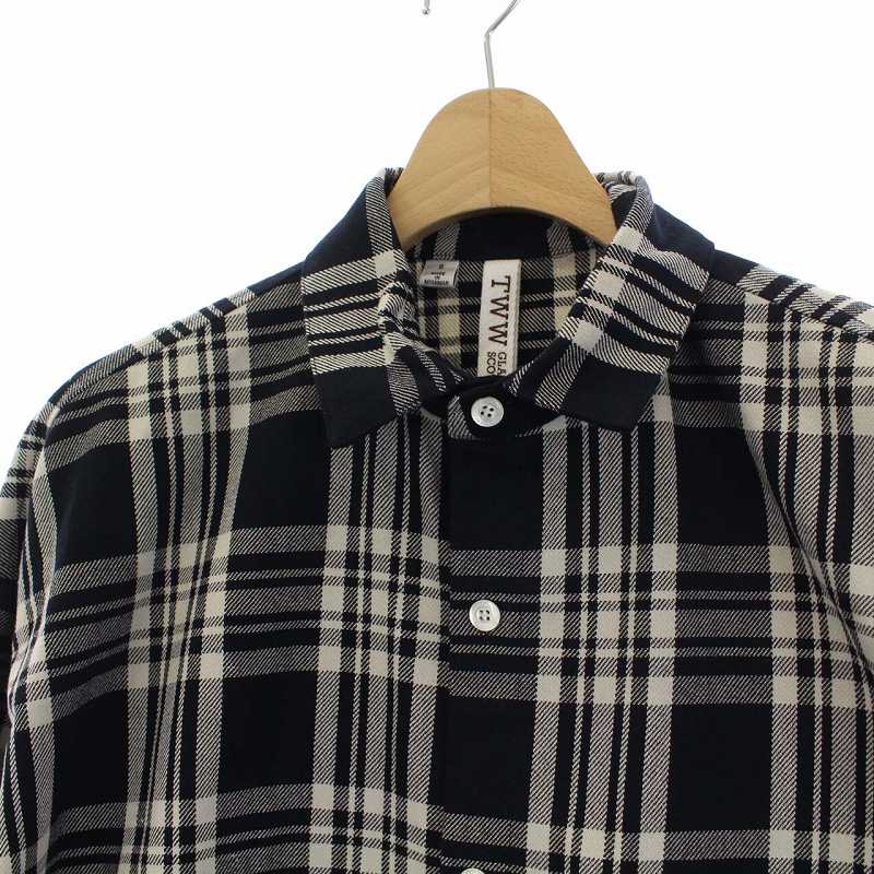 トラディショナルウェザーウェア Traditional Weatherwear TWW BIG TUCK-UP SHIRT シャツジャケット チェック オーバーサイズ S 黒 ブラック グレー /KH メンズ