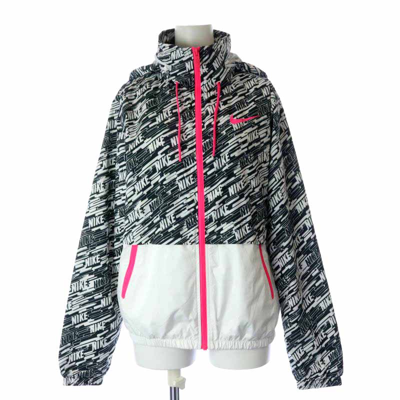 ナイキ NIKE ウィンドブレーカー パーカー フード ジップアップ 総柄 L 