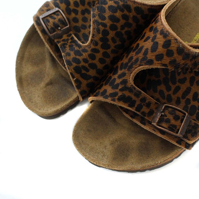 ビルケンシュトック BIRKENSTOCK パピリオ Papillio チューリッヒ コンフォートサンダル ベルト レオパード ヒョウ柄 38  24.5cm 茶色 ブラウン 黒 ブラック /TY レディース