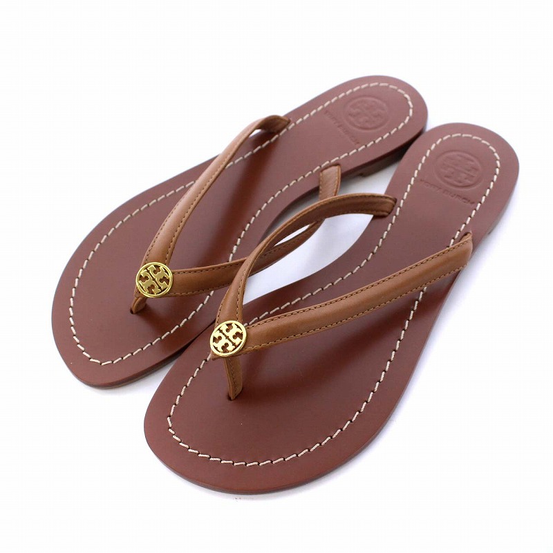 未使用品 トリーバーチ TORY BURCH トングサンダル レザー ロゴ 