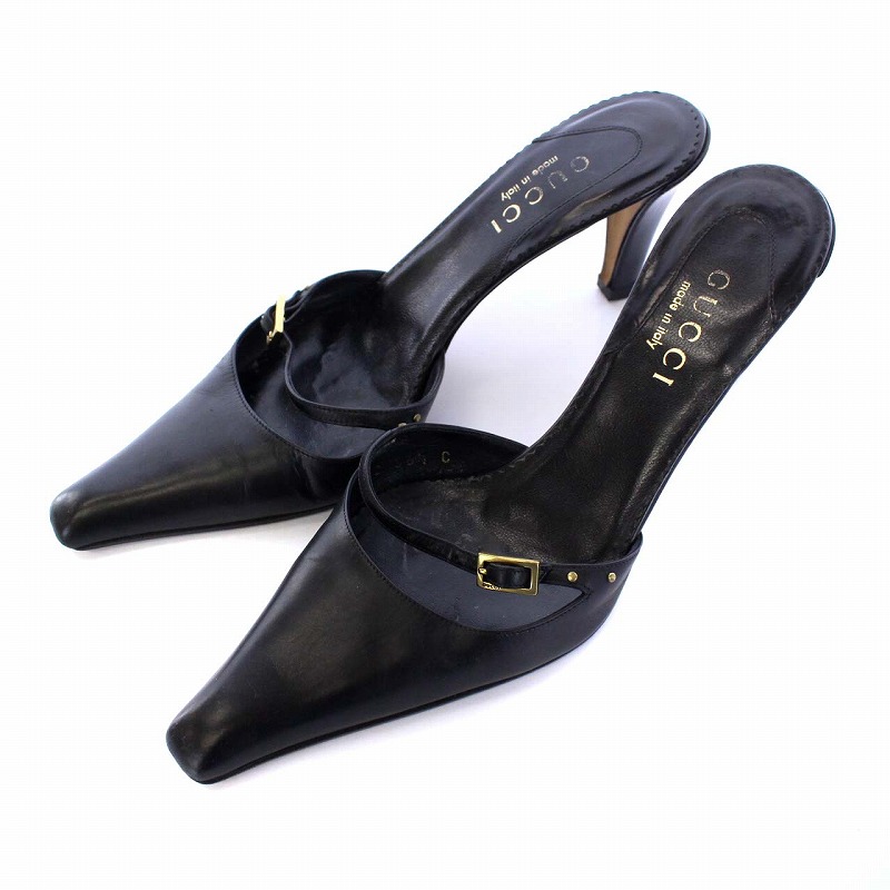 グッチ GUCCI ミュール サンダル ポインテッドトゥ レザー 36.5C 23.5 