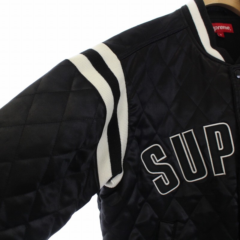 シュプリーム SUPREME 17SS QUILTED SATIN VARSITY JACKET スタジャン 