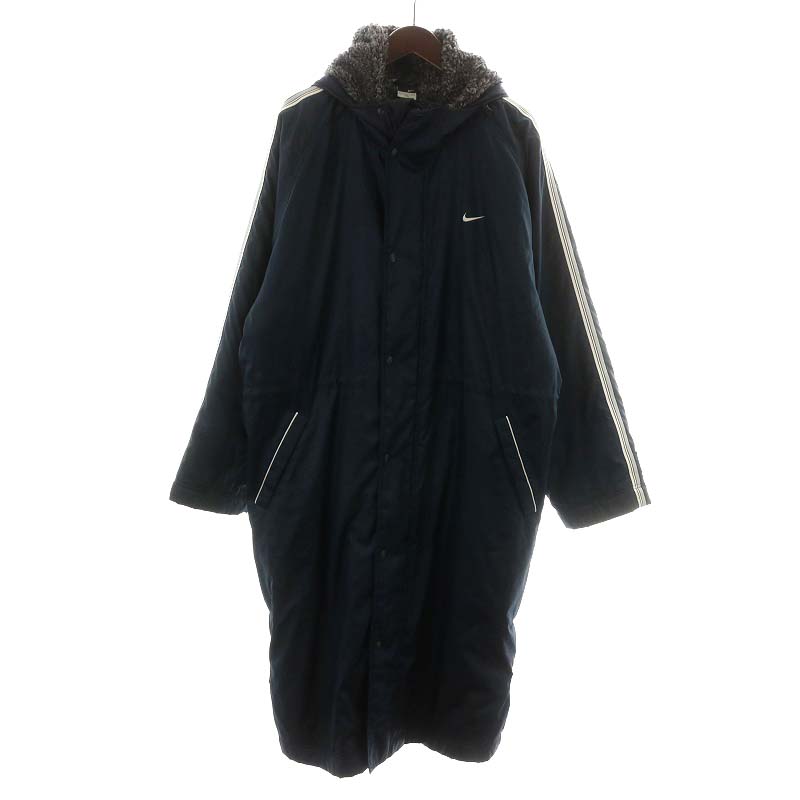 ☆概ね美品 ナイキ NIKE メンズ ベンチコート ロング ネイビー Lサイズサイズ　サイズが合えば女性の方にも NIKE - NIKE ナイキ ベンチコート ロングコート メンズの通販 by