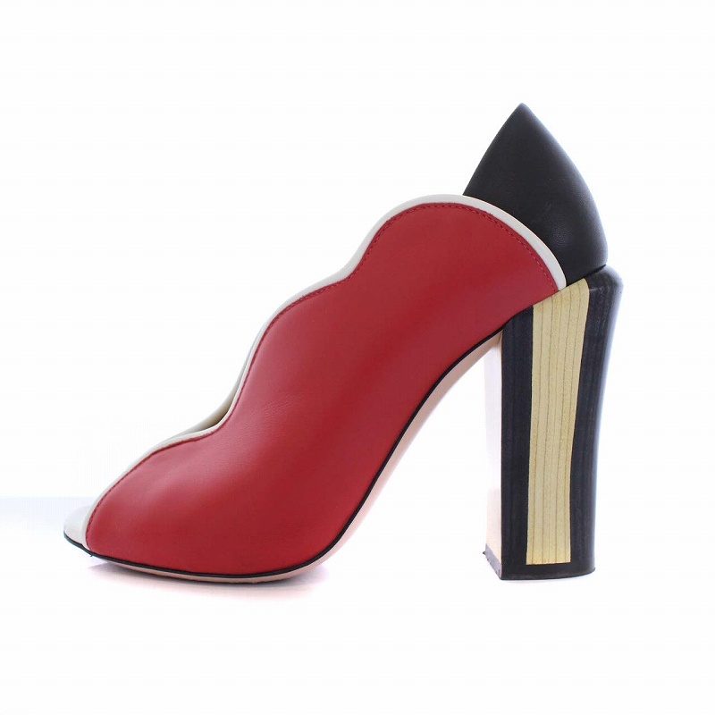 オープントゥハイヒール 黒/赤 Christian Louboutin 黒赤オープントゥ