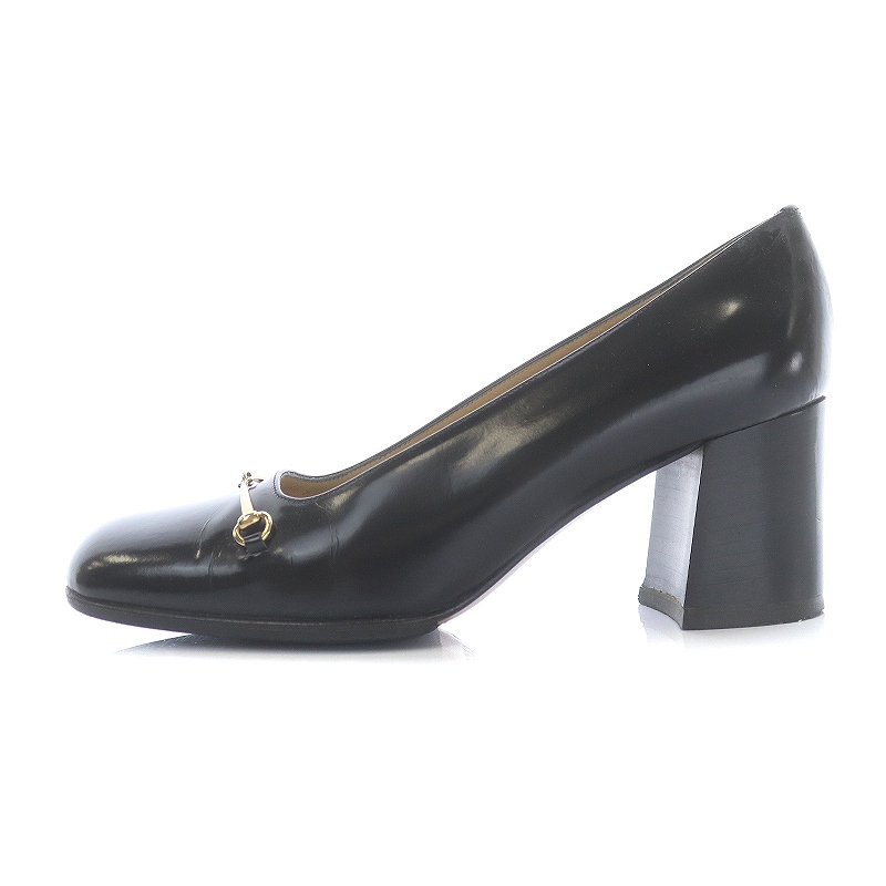 グッチ GUCCI パンプス チャンキーヒール スクエア ホースビット  
