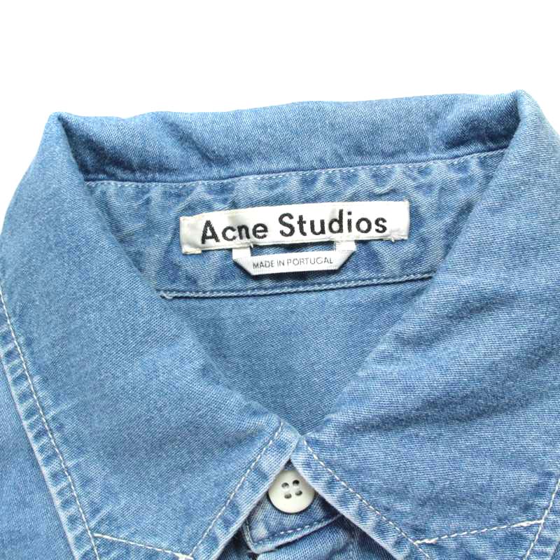 アクネ ストゥディオズ Acne Studios デニムシャツ 長袖 オーバーサイズ コットン 34 XS 青 ブルー /ST メンズ