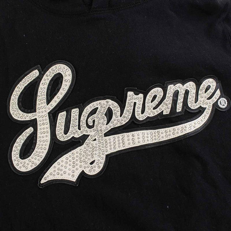 シュプリーム SUPREME 16SS STUDDED SCRIPT LEATHER HOODED SWEATSHIRT 