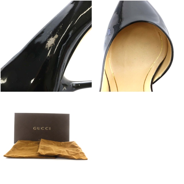 グッチ GUCCI パンプス エナメル ヒール ポインテッドトゥ 36 23.0cm 