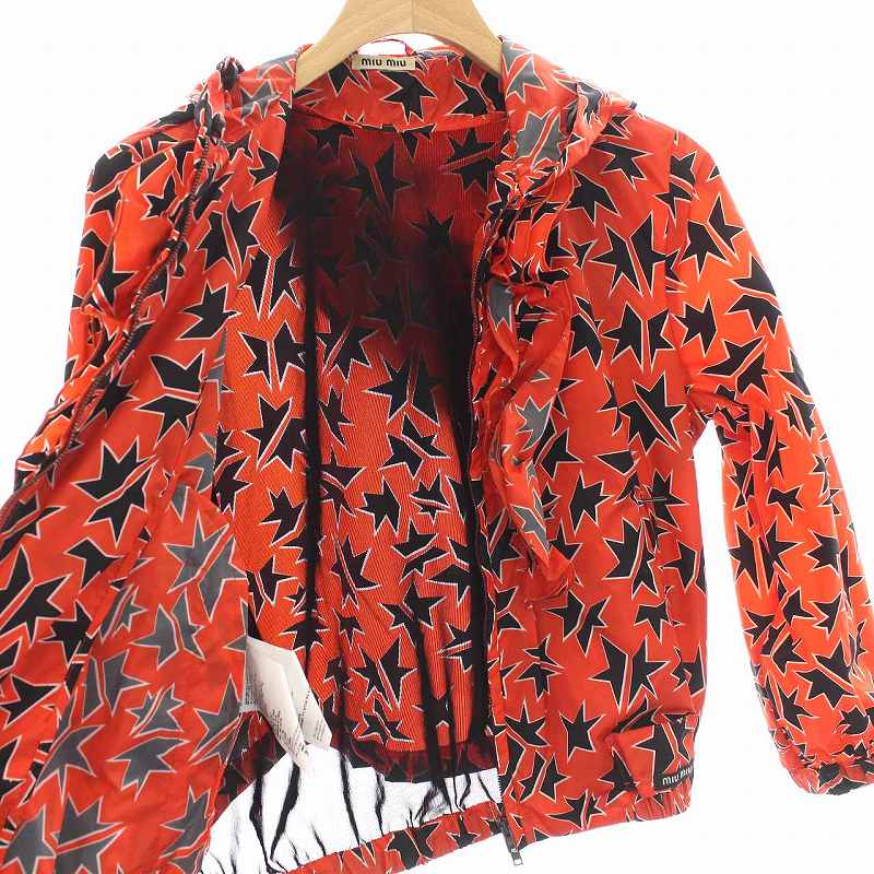 ミュウミュウ miumiu ジップアップナイロンパーカー M ボルドー 【216091_1】【99】 MIU MIU - miumiu ナイロンジャケット パーカーの通販 by プロフ確認