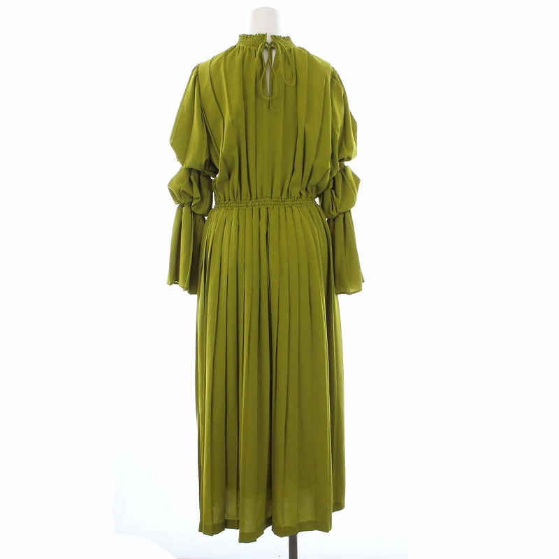 アメリヴィンテージ Ameri VINTAGE 20SS UNDRESSED 2WAY PLEATS DRESS 長袖 ロングワンピース プリーツ パフスリーブ S 緑 グリーン /KH レディース