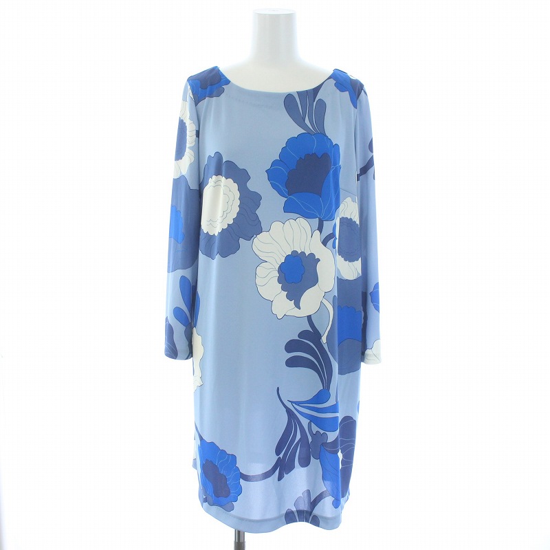 タバサ Tabasa ワンピース ひざ丈 七分袖 花柄 フローラル 34 Xs 青 水色 ブルー Tk レディース 081 ベクトルパーク