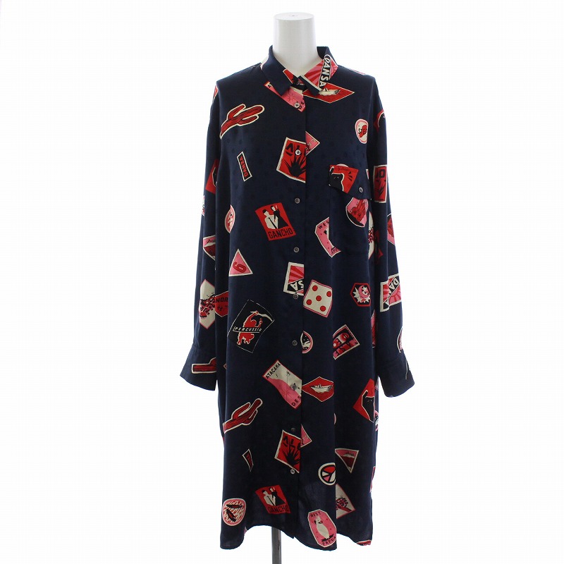 ポールスミス PAUL SMITH シャツワンピース ひざ丈 長袖 総柄 ドット 
