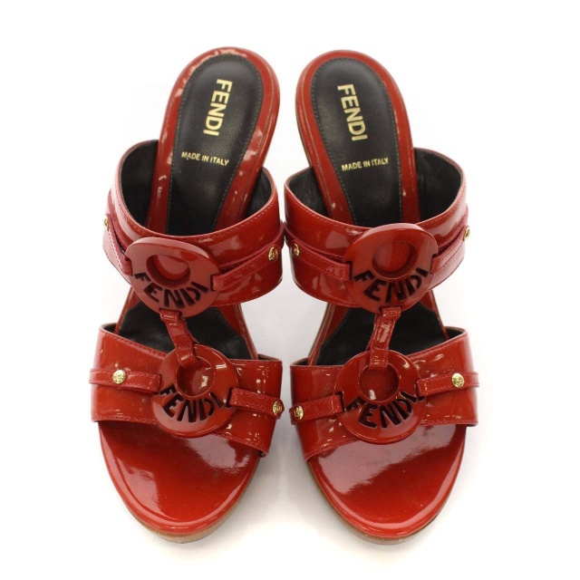 フェンディ FENDI ミュール サンダル ハイヒール ウッドソール 木底 