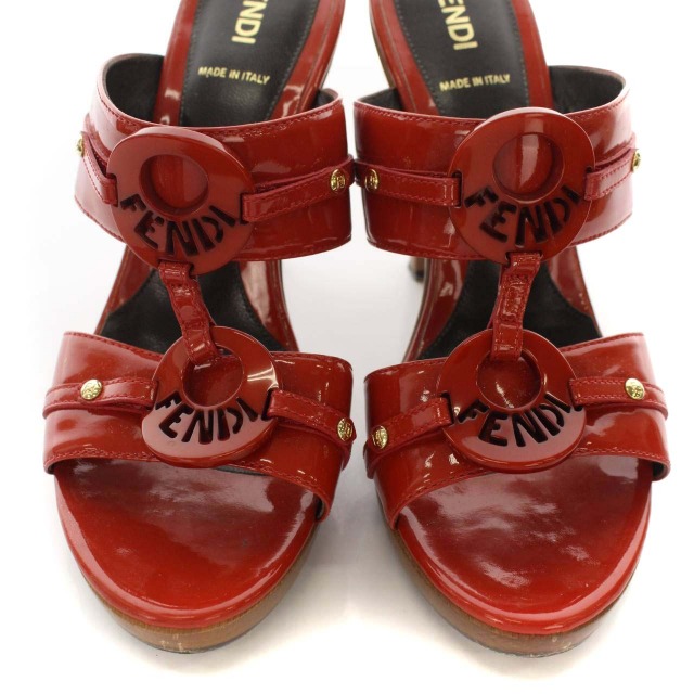 フェンディ FENDI ミュール サンダル ハイヒール ウッドソール 木底 