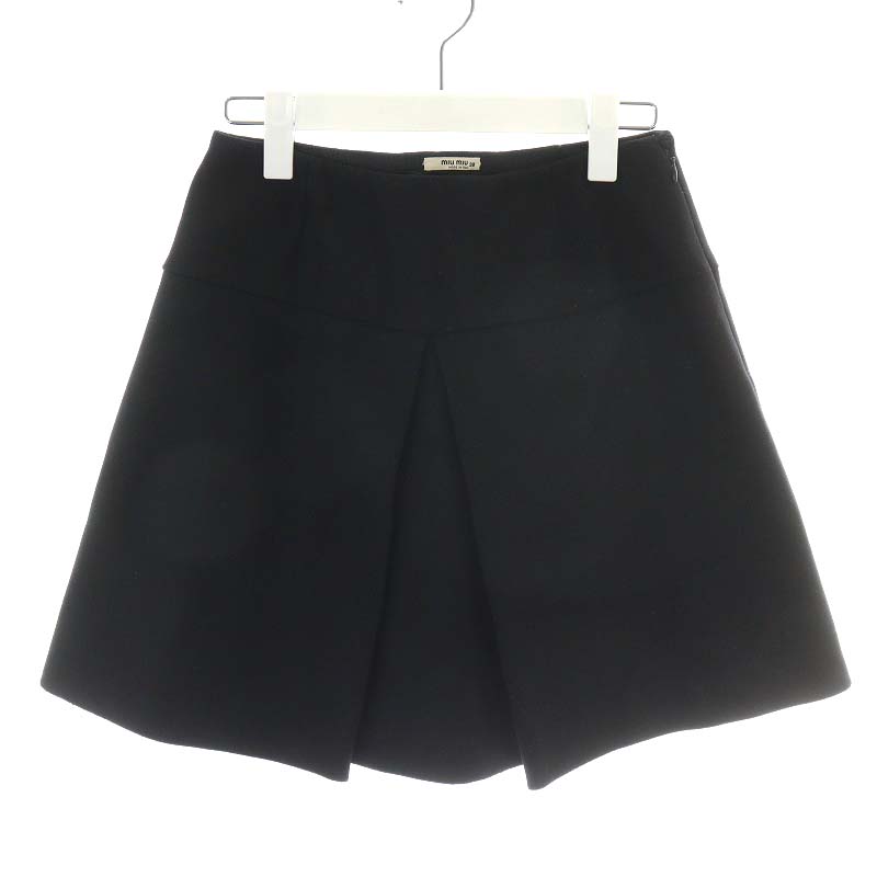 ミュウミュウ miumiu ボックスプリーツスカート ミニスカート ウール  