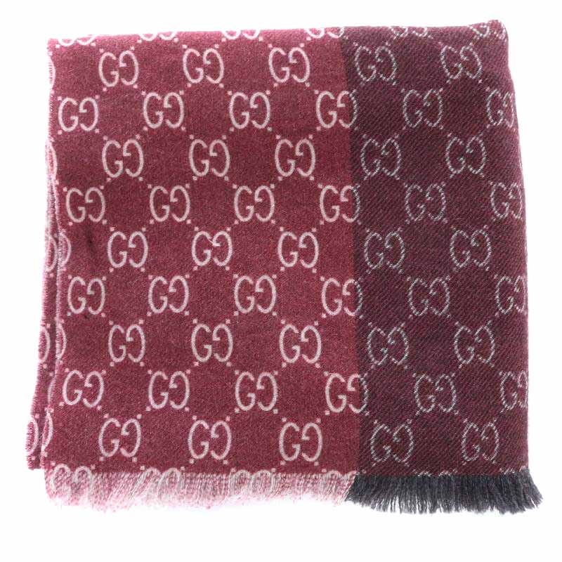 グッチ マフラー ストール フリンジ ウール GG柄 45×180cm ボルドー グッチ GUCCI マフラー ストール フリンジ ウール GG柄 45×180cm