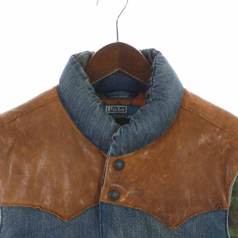 Ralph Lauren 中綿ベスト ネイティブ柄 デニム レザー切り替え 【公式