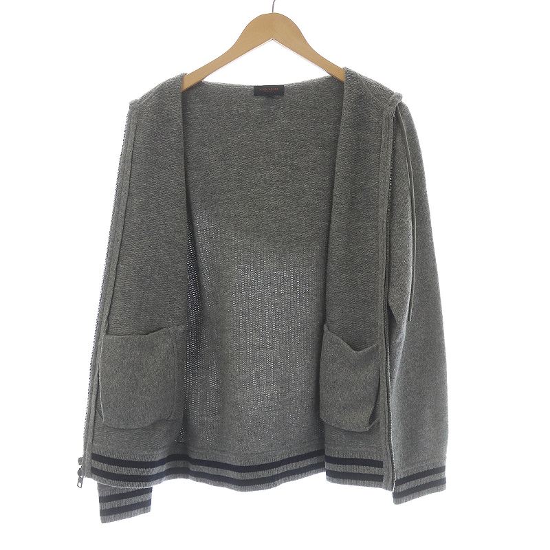 コーチ COACH パーカー ニット 長袖 フード ジップアップ エルボー  