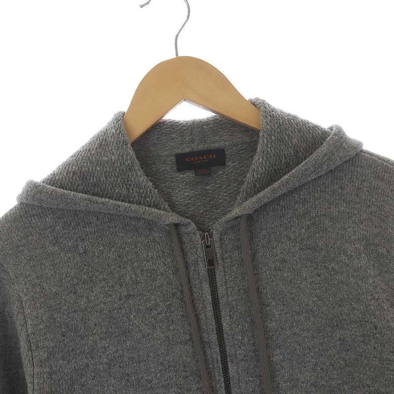 コーチ COACH パーカー ニット 長袖 フード ジップアップ エルボー  