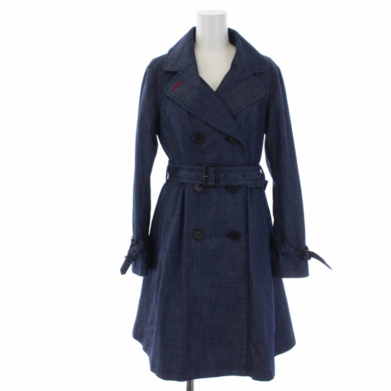 ギルドプライム Guild Prime デニムトレンチコート ロング ベルト 裏地ドット柄 36 S 紺 ネイビー Bm レディース 081 ベクトルパーク