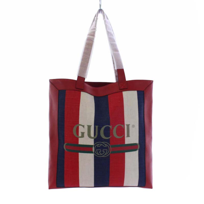 グッチ GUCCI GGトートバッグ レッド キャンバス シェリーライン