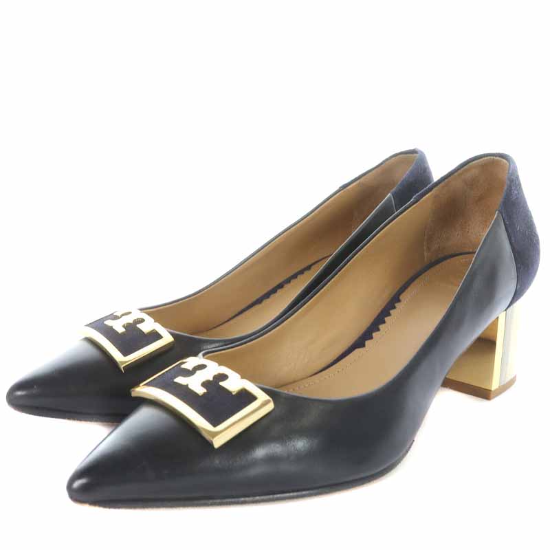 トリーバーチ TORY BURCH パンプス レザー スエード 切替 ポインテッド 