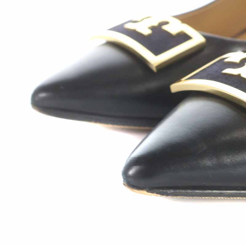 トリーバーチ　ネイビー レザー ポインテッドトゥ ハイヒール 約8cm トリーバーチネイビー レザー ポインテッドトゥ ハイヒール 約8cm