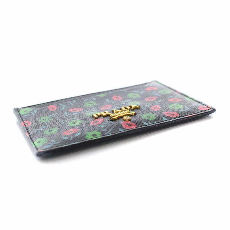 PRADA 花柄　レザー名刺入れ ピンク系 PRADA(プラダ) カードケース・名刺入れ(レディース