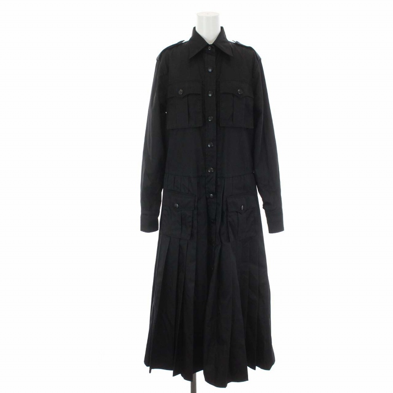 プラダ PRADA 2019年製 シャツワンピース ロング プリーツ 長袖 