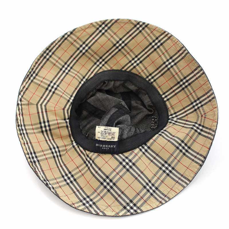 【美品】BURBERRY GOLF　バケットハット　ノヴァチェック　ベージュ バーバリーゴルフ BURBERRY GOLF 帽子 バケットハット 裏ノバ