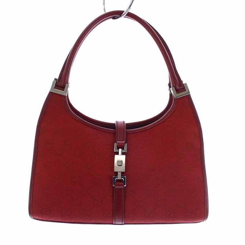 グッチ GUCCI GGキャンバス ジャッキー ハンドバッグ トートバッグ 赤 