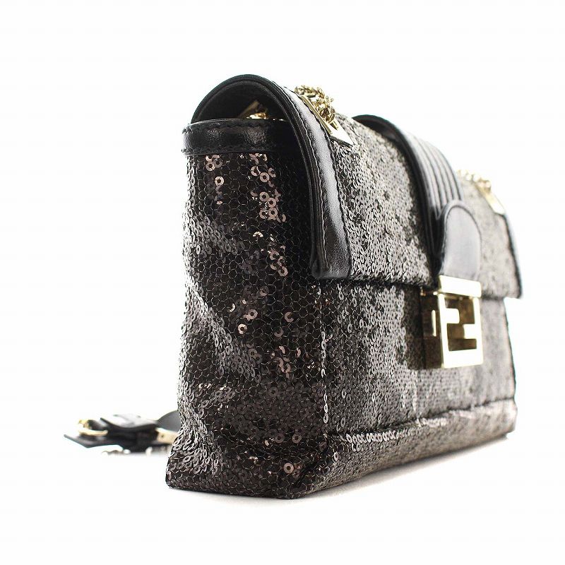 フェンディ FENDI BAGUETTE マンマバケット スパンコール チェーン  