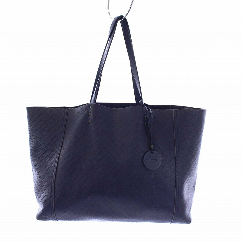 BOTTEGA VENETA ネイビー レザー トートバッグ（ボッテガ ヴェネタ 
