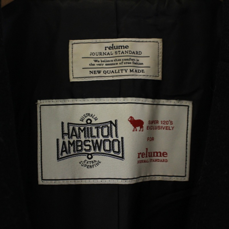 ジャーナルスタンダード レリューム JOURNAL STANDARD relume HAMILTON LAMBSWOOL チェスターコート ロング 比翼ボタン ウール S 紺 ネイビー 15-020-462-6010-3-0 /BM レディース