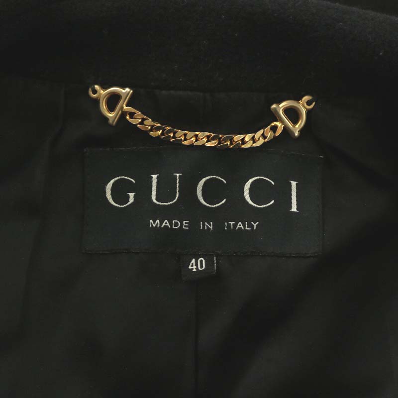 グッチ GUCCI メタルボタン チェスターコート ロング丈 ウール 40 S 黒  