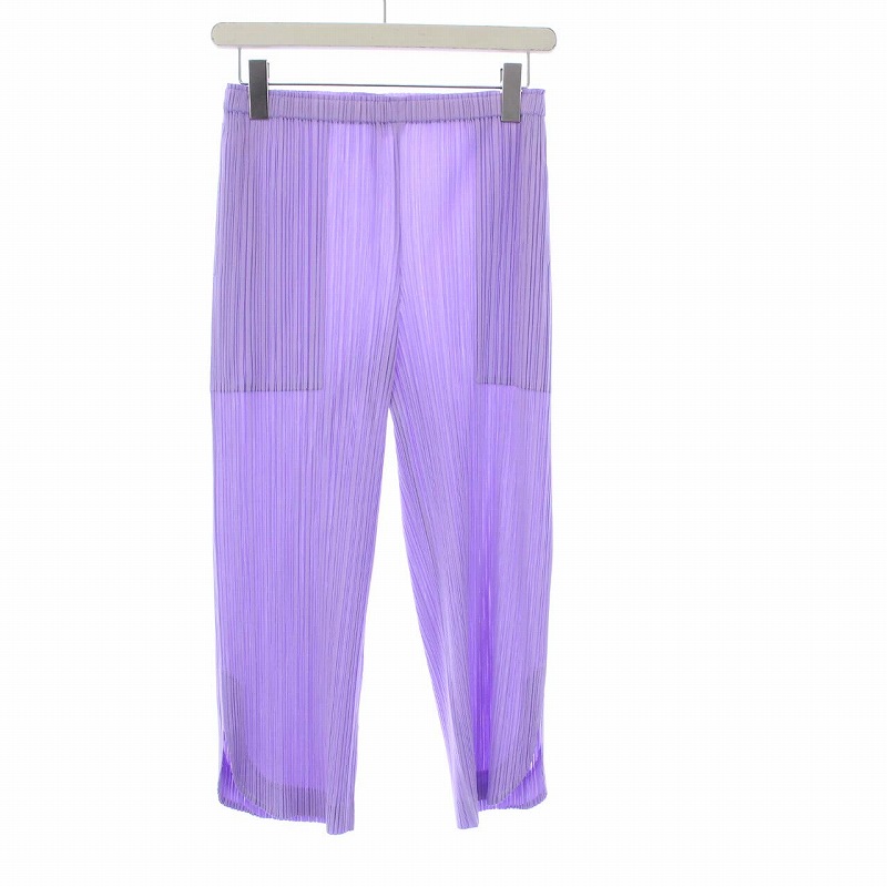 プリーツプリーズ PLEATS PLEASE イッセイミヤケ クロップド イージーパンツ 3 L 紫 ラベンダー /KH レディース