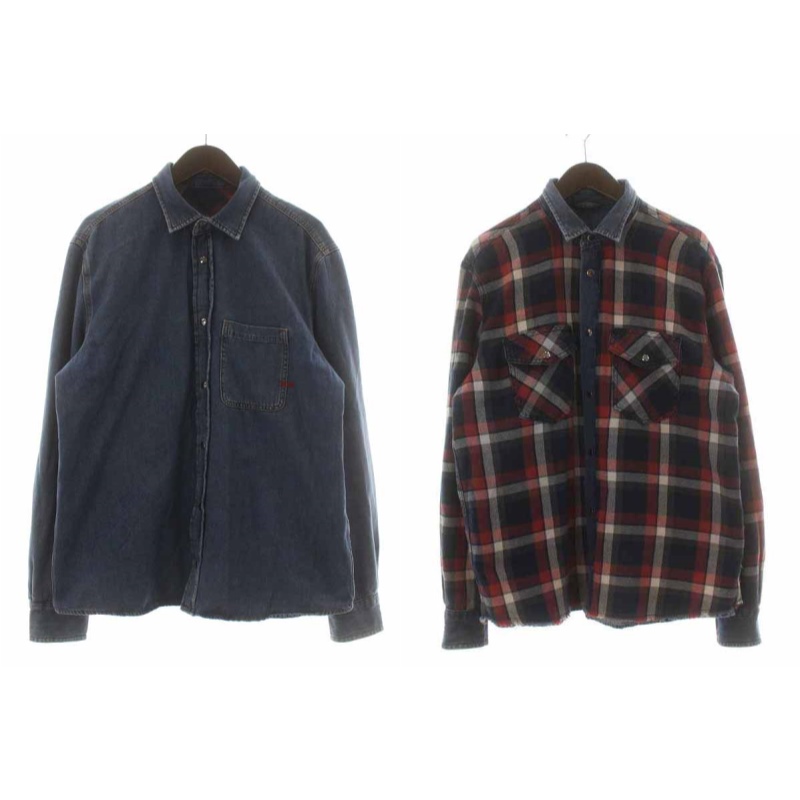 ディーゼル DIESEL リバーシブル デニムジャケット チェック L 青 