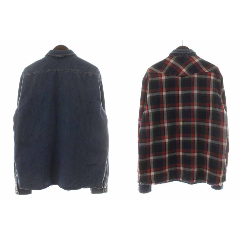 ディーゼル DIESEL リバーシブル デニムジャケット チェック L 青