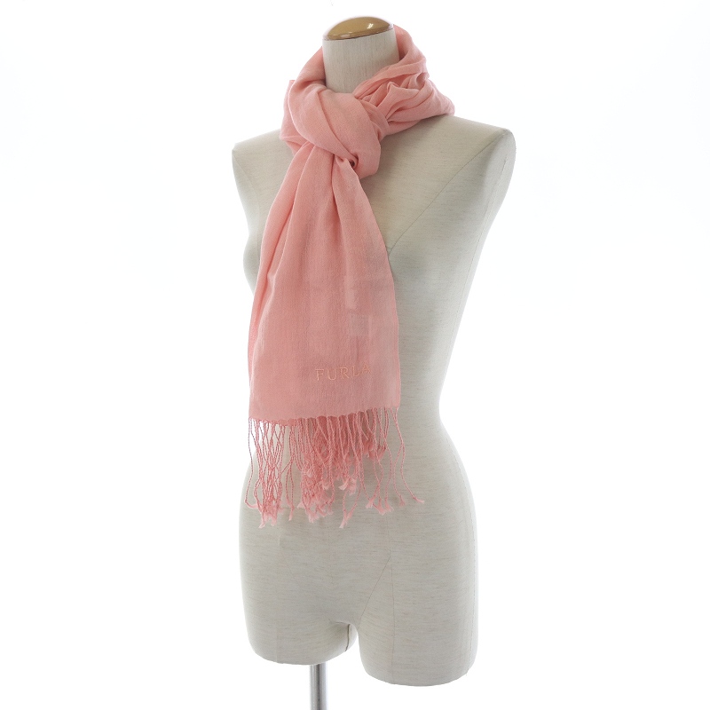 フルラ FURLA ストール マフラー フリンジ ロゴ 麻混 リネン混