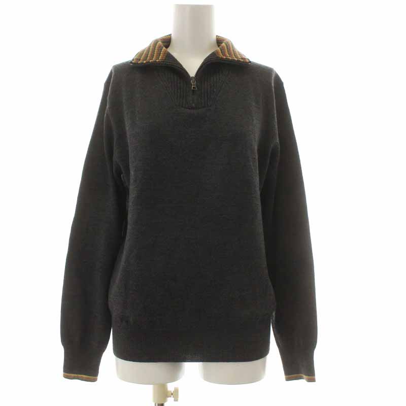 ポールスミス PAUL SMITH ニット セーター ハーフジップ 長袖 M グレー 