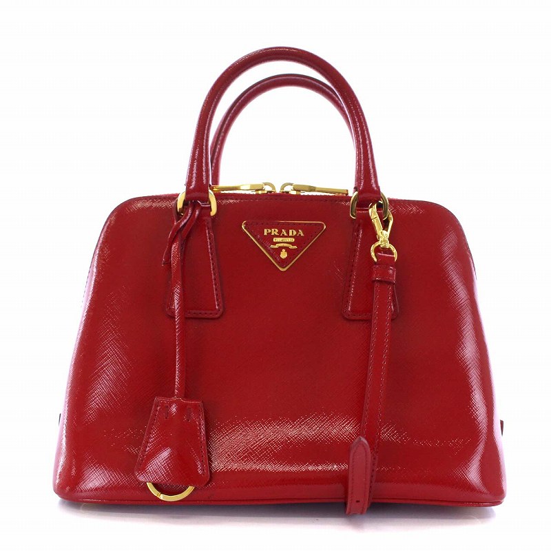 プラダ PRADA ハンドバッグ ショルダーバッグ 2WAY エナメル 三角 