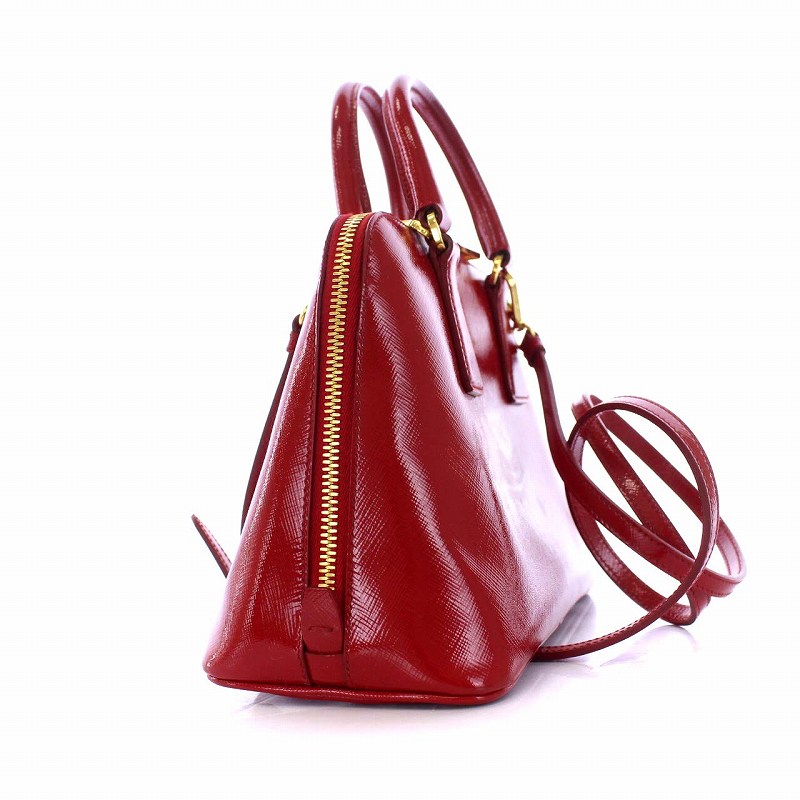 プラダ PRADA ハンドバッグ ショルダーバッグ 2WAY エナメル 三角 